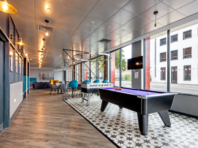 The games area at Coppergate features a pool table and football table