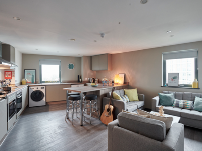 The shared kitchen and lounge at Trinity View
